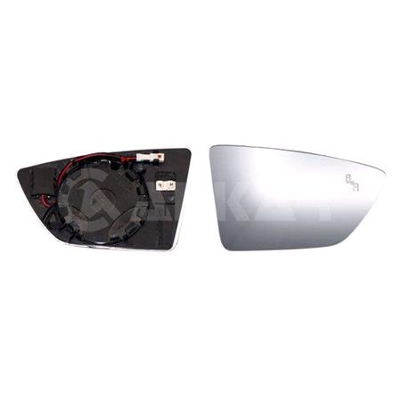 Right Wing Mirror Glass (heated, blind spot warning indicator) and holder for Seat ARONA 2017 Onwards