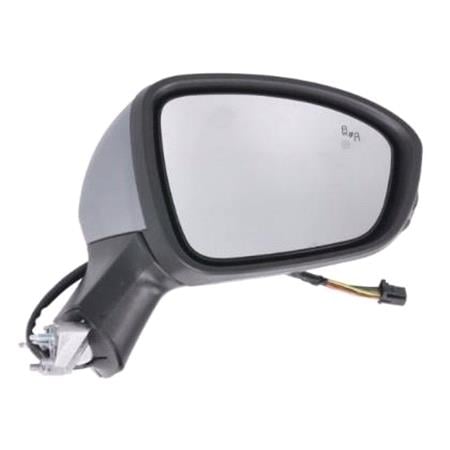 Right Wing Mirror (electric, heated, indicator, primed cover, BLIND SPOT WARNING, power folding) for Renault CLIO V 2019 Onwards