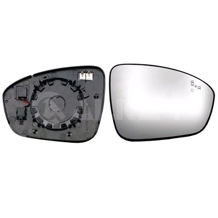 Right Wing Mirror Glass (heated, blind spot warning indicator) and holder for Renault CLIO V 2019 Onwards