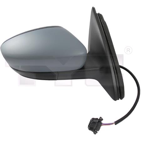 Right Wing Mirror (electric, heated, primed cover) for Skoda RAPID, 2012 Onwards