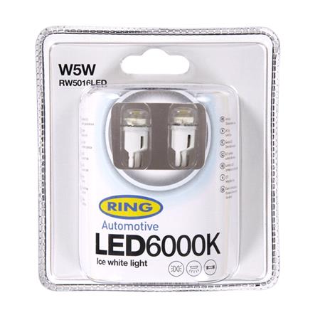 12V W5W 6000K Ice White LED   White   Pack of 2