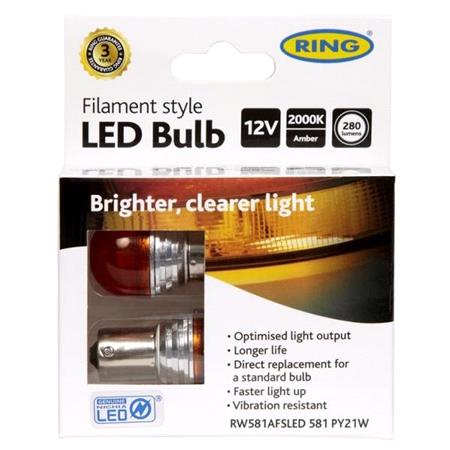 Filament Style LED   PY21W 12V   Amber