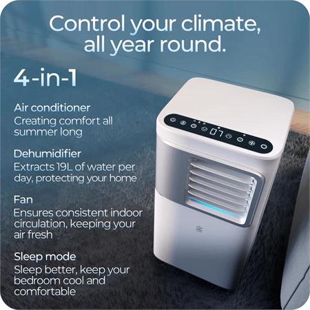 Avalla S 550 4 in 1 Portable Air Conditioner & Dehumidifier for Large Rooms, 7000BTU