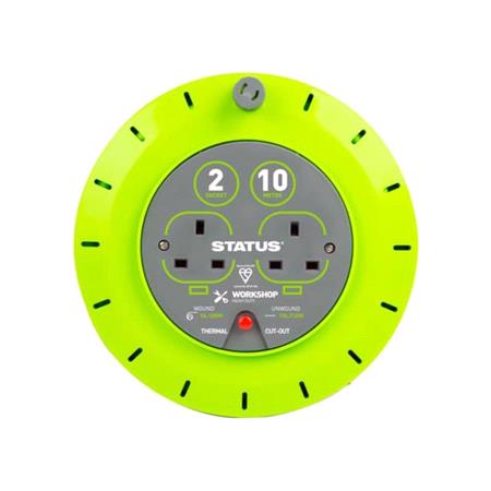 2 Way Cassette Cable Reel   Green   10m