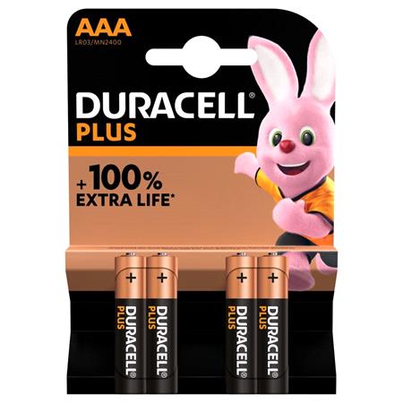 Duracell Plus Power Alkaline AAA Batteries   Pack of 4 