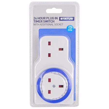 24 Hour Mechanical Timer Switch with Additional Socket