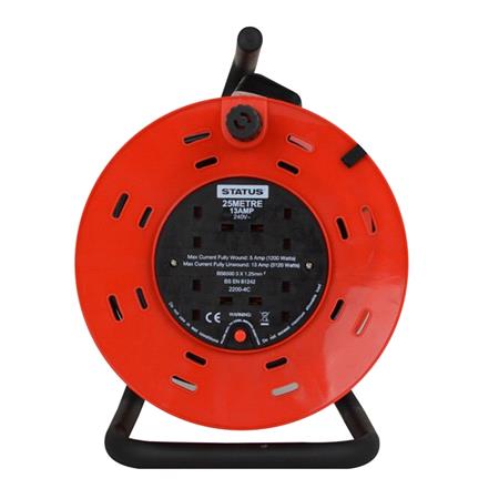 4 Way Open Frame Cable Reel   Red   25m