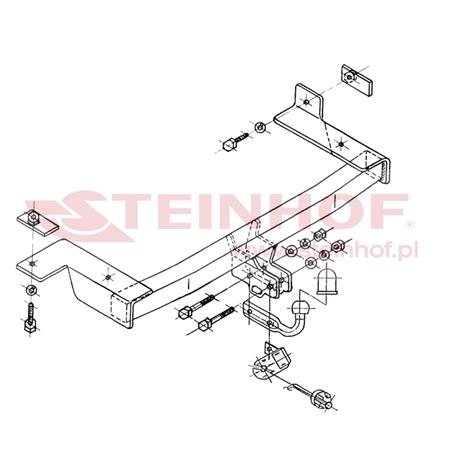 Steinhof Towbar (fixed with 2 bolts) for Seat INCA, 1995 2003
