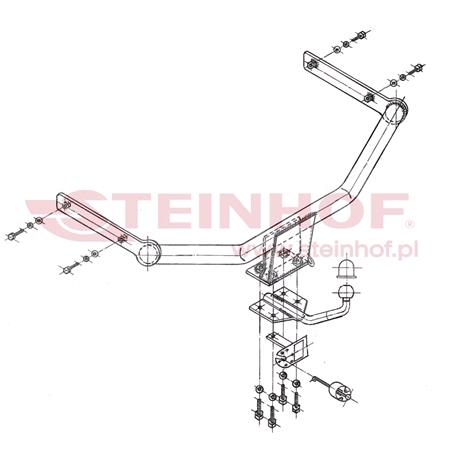 Steinhof Towbar (fixed with 4 bolts) for Seat LEON, 1999 2006