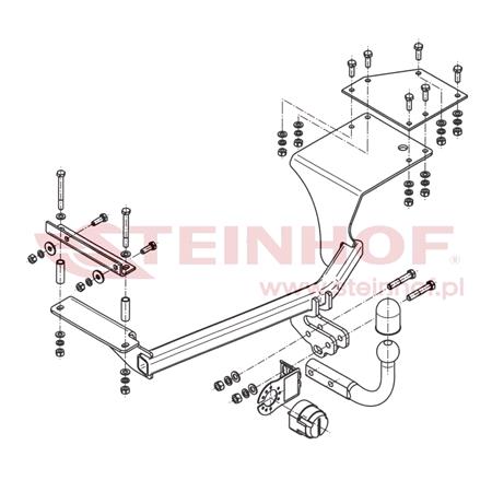 Steinhof Towbar (fixed with 2 bolts) for Vauxhall AGILA, 2008 2015