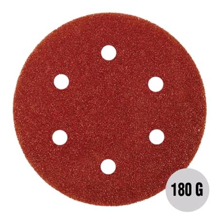 Abracs 150mm 180 grit Sanding Discs Hook & Loop (6 Holes) Pack of 25