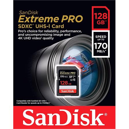 Extreme Pro SDXC 128GB V30 UHS I Memory Card