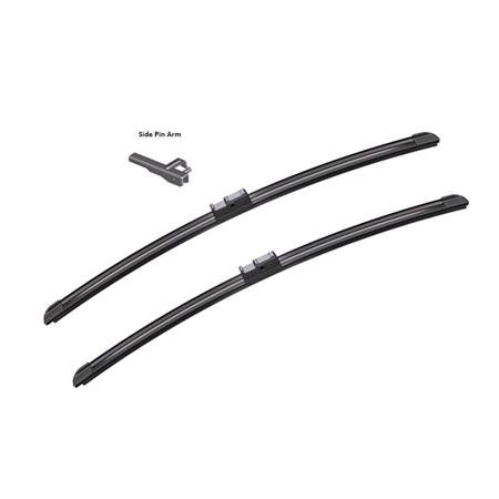 Bremen Vision Flat Wiper Blade Front Set (530 / 480mm   Side Pin Arm Connection) for Volkswagen POLO Saloon 2002 to 2009