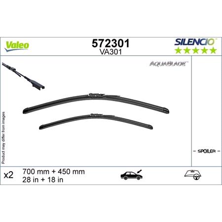 Valeo VA301 Silencio AquaBlade Unheated Wiper Blades Set (700/450mm) for Tesla MODEL X 2015 to 2019