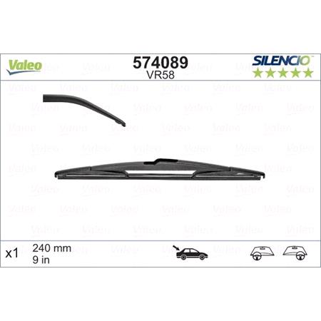 Valeo VR58 Silencio Rear Wiper Blade (240mm) for DS DS5 2015 to 2018