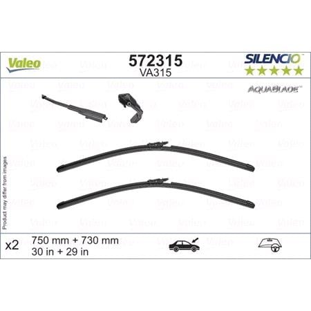 Valeo VA315 Silencio AquaBlade Unheated Wiper Blades Set (750/730mm) for Ford S Max 2015 Onwards