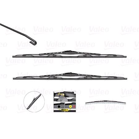 Valeo VM221 Silencio Curved Wiper Blades Set (525 / 525mm) for Skoda SUPERB 2002 to 2005