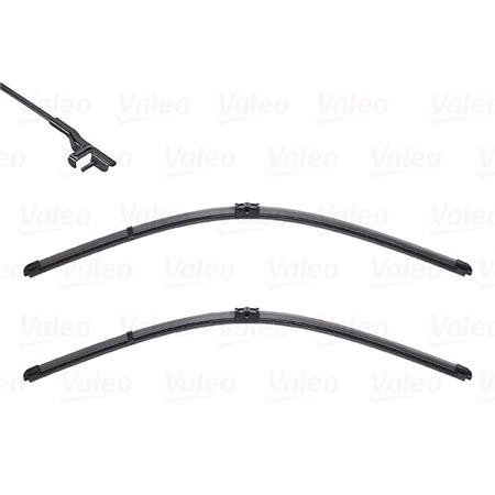 Valeo VF869 Silencio Flat Wiper Blades Front Set (650 / 650mm   Side Pin Arm Connection)