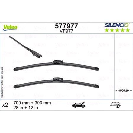 Valeo VF977 Silencio Flat Wiper Blades Front Set (700 / 300mm   Exact Fit Connection) for Mitsubishi Colt VII Hatchback 2023 Onwards