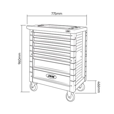 JBM 7 Drawer Tool Cabinet With Tools   Green