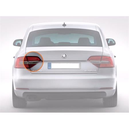 Left Rear Lamp (Inner, On Boot Lid, Saloon Models, Original Equipment) for Skoda SUPERB  2008 to 2015