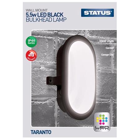 Taranto LED Bulkhead Fitting   Black   5.5W