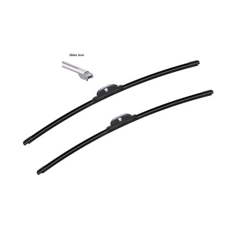 Bremen Vision Flat Wiper Blade Front Set (650 / 500mm   Slider Pin Arm Connection) for Volvo S40 II 2004 to 2006