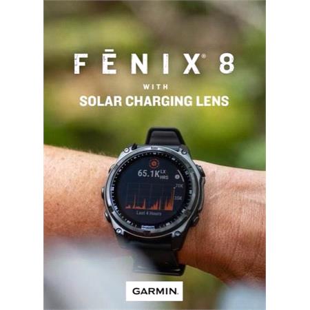 Garmin Fenix 8 Smartwatch 47mm Solar AMOLED in Carbon Grey DLC Titanium with Black/Grey Strap