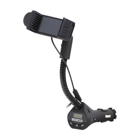 Sparco Car Phone Holder with USB Charger and FM Transmitter