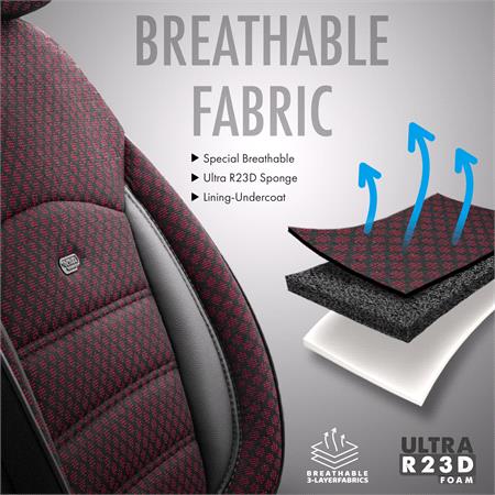 Premium Cotton Leather Car Seat Covers SPORT PLUS LINE   Burgandy For Alfa Romeo GIULIETTA 2010 Onwards