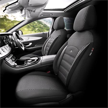 Premium Cotton Leather Car Seat Covers SPORT PLUS LINE   Black For Citroen BERLINGO Van 2008 2018