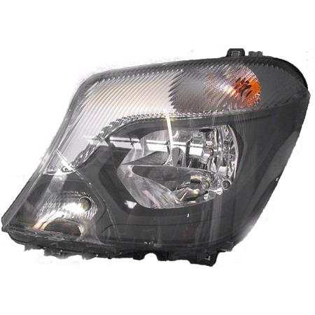 Left Headlamp (Halogen, Black Bezel, Takes H7 / H7 Bulbs, Supplied With Motor) for Mercedes SPRINTER 3,5 Flatbed Chassis 2014 on