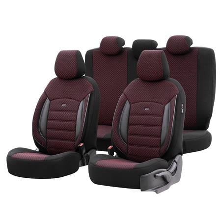 Premium Cotton Leather Car Seat Covers SPORT PLUS LINE   Burgandy For Audi E TRON 2018 Onwards