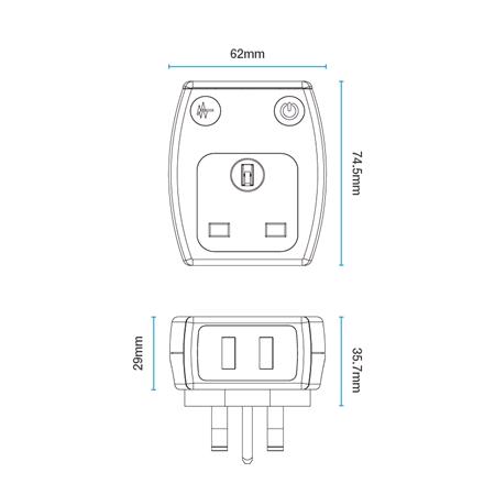 Masterplug Single Socket Surge Adaptor and USB   Gloss White
