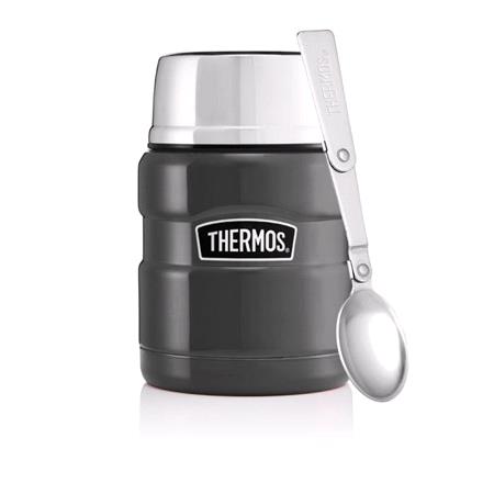Thermos Stainless King Food Flask with Spoon   470ml   Gun Metal