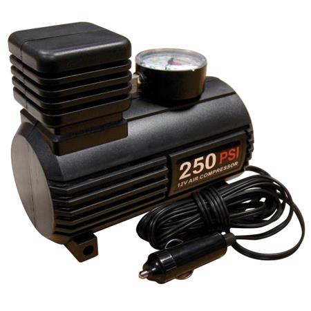 Tyre Inflator   12V   Compact Compressor With Gauge   0 250 PSI