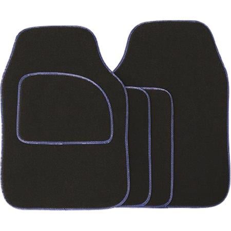 Standard universal Mat Set   Velour   Black Grey Binding   4 Piece