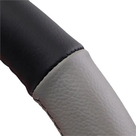 Genuine Leather Steering Wheel Cover   38cm   Black and Grey