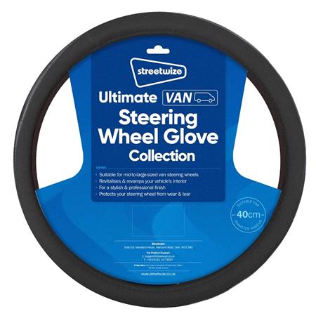 Van Steering Wheel Cover   40cm   Black Sports Grip