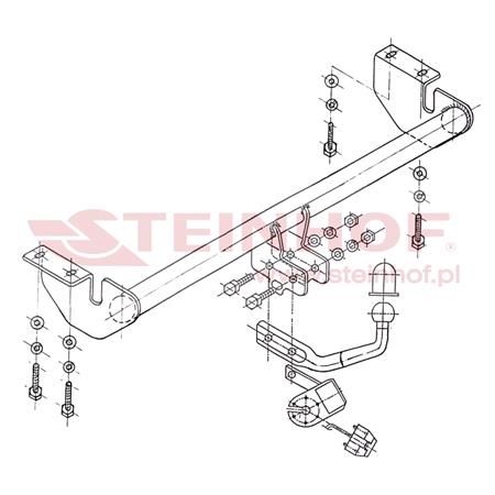 Steinhof Towbar (fixed with 2 bolts) for Toyota AVENSIS Estate, 2003 2008