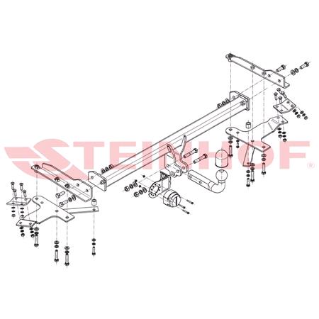 Steinhof Towbar (fixed with 2 bolts) for Toyota COROLLA Verso, 2004 2009