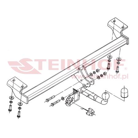 Steinhof Towbar (fixed with 2 bolts) for Toyota RAV 4 Mk II, 2000 2006