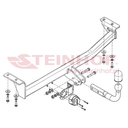 Steinhof Towbar (fixed with 2 bolts) for Toyota YARIS VERSO, 1999 2005