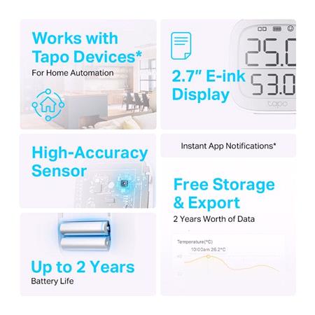 Tp Link Tapo T315 Smart Temperature and Humidity Monitor Energy Saver with Digital Display