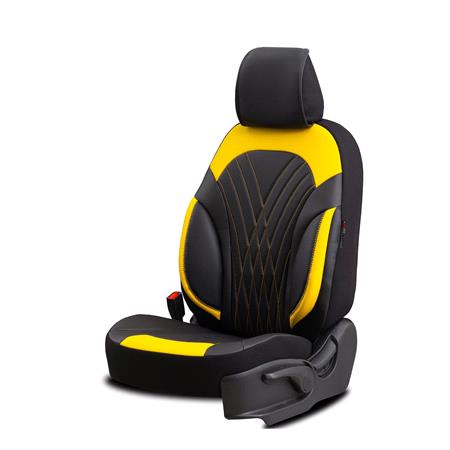 Progressive Artificial Leather Car Seat Covers   Black and Yellow For Nissan ALMERA Mk II Saloon 2000 2006