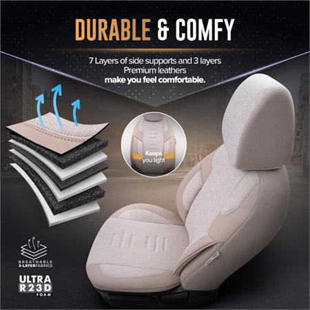 Premium Linen Car Seat Covers THRONE SERIES   Beige For Subaru XV 2017 Onwards