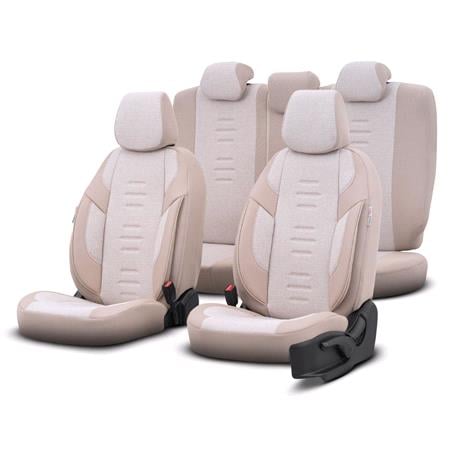 Premium Linen Car Seat Covers THRONE SERIES   Beige For Mitsubishi MIRAGE Hatchback 1991 2003