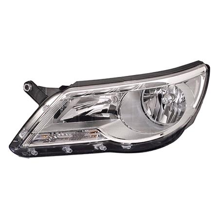 Left Headlamp (Halogen, Takes H7 / H7 Bulbs, Supplied With Motor, Original Equipment) for Volkswagen TIGUAN 2008 2011