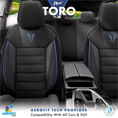 Premium Cotton Leather Car Seat Covers TORO SERIES   Black Blue For Mitsubishi Fuso 2011 Onwards