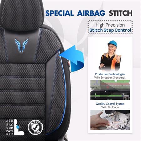 Premium Cotton Leather Car Seat Covers TORO SERIES   Black Blue For Chevrolet TRAX 2012 Onwards